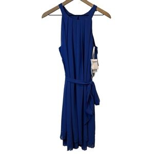 NWT Jessica Simpson Womens Cobalt Blue Eyelet Ruffle Layered Sleeveless Dress 8